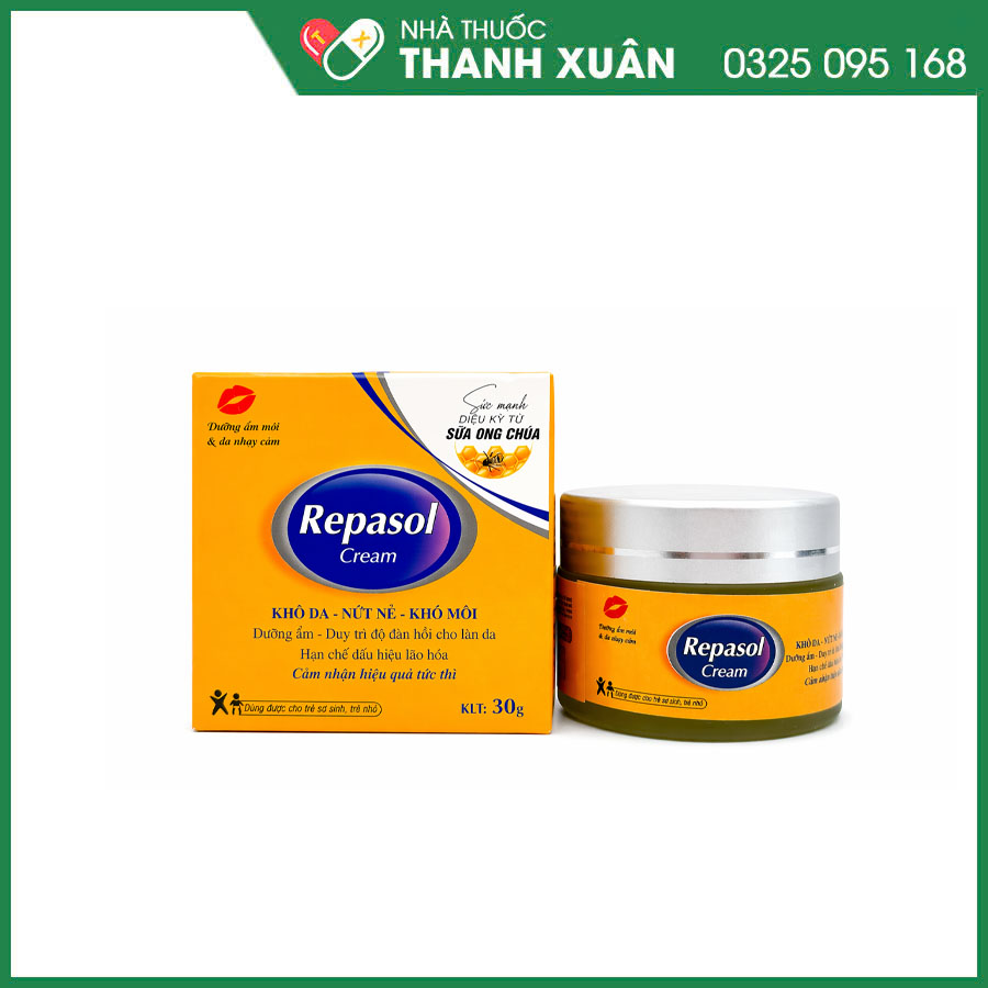 Repasol Cream giúp hỗ trợ dưỡng ẩm, làm đều màu da, giảm nếp nhăn trên da, hạn chế lão hoá da